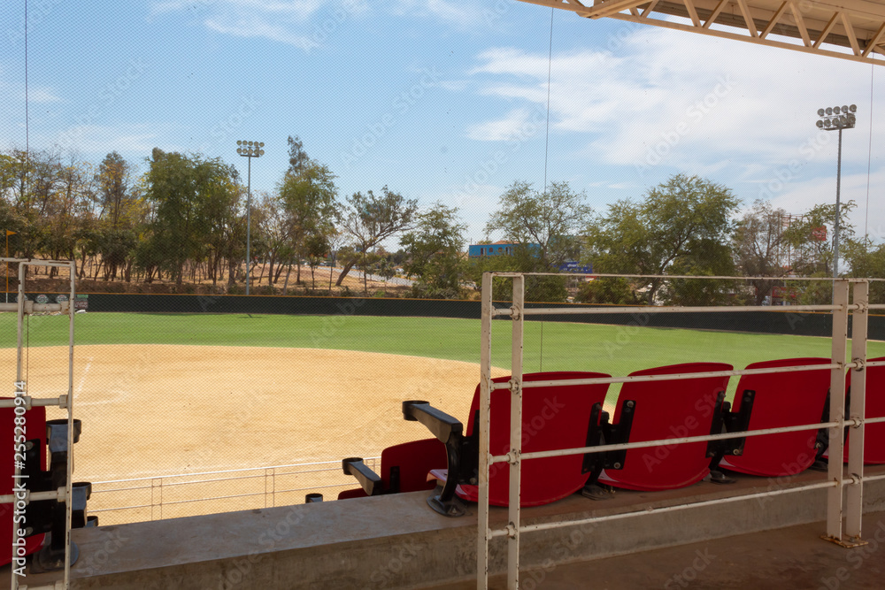 Picture of a public baseball park from the stands