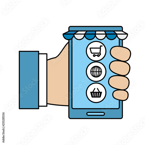 smarphone device with ecommerce icons