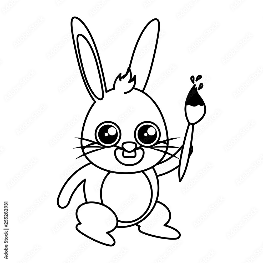 beautiful rabbit with paint brush easter character beautiful rabbit with paint brush easter character