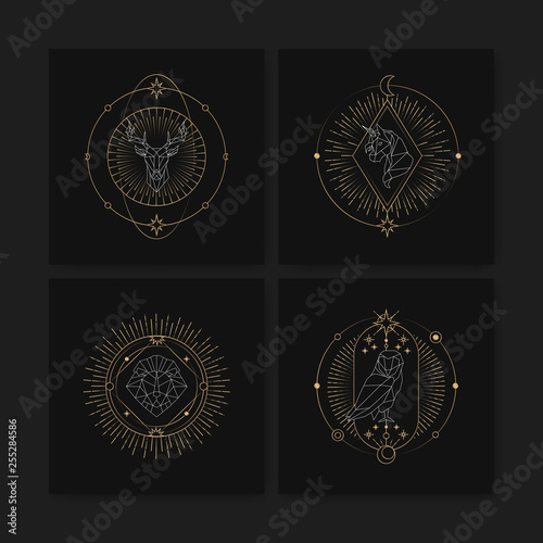 Geometric astrological symbols tarot card