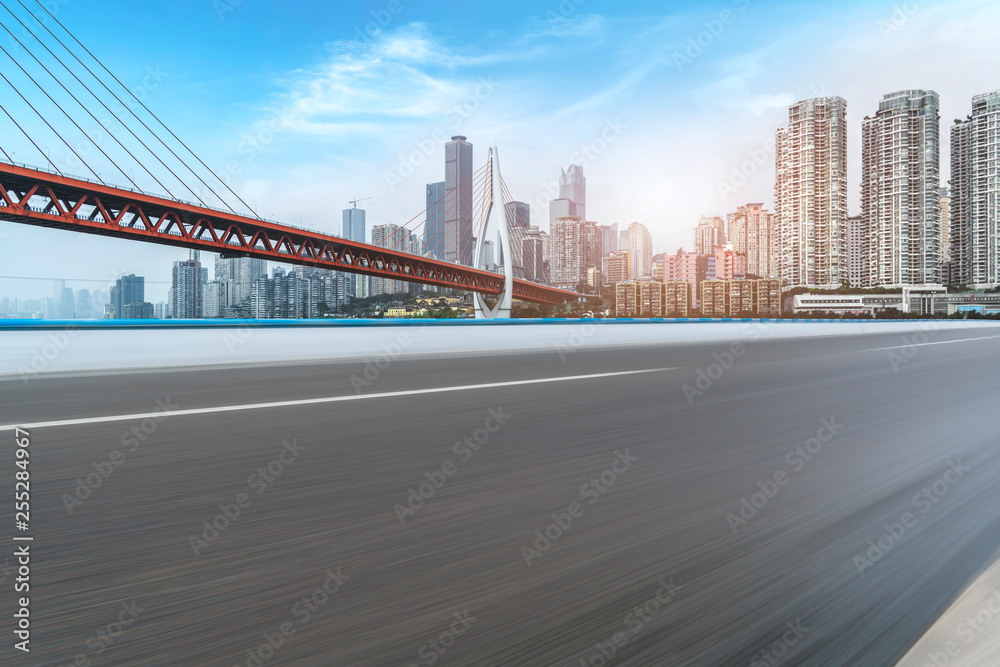 Fototapeta premium Urban Road, Highway and Construction Skyline