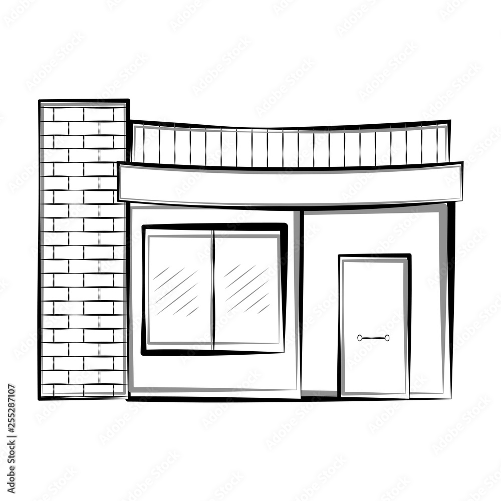 Isolated sketch of a modern house. Vector illustration design Isolated sketch of a modern house. Vector illustration design