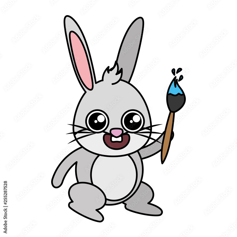 Obraz premium beautiful rabbit with paint brush easter character