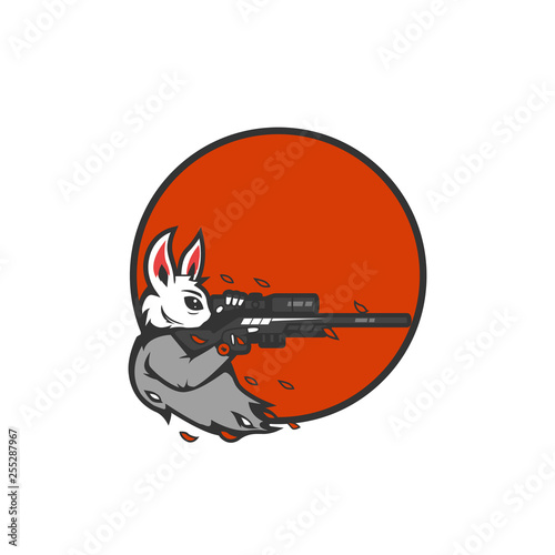 Rabbit the marksman sniper aiming logo icon for e-sport gaming gamer team or tshirt illustration