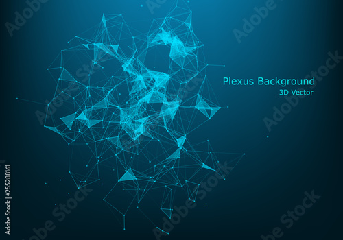 Abstract polygonal background with connected lines and dots. Minimalistic geometric pattern. Molecule structure and communication. Graphic plexus background. Science, medicine, technology concept
