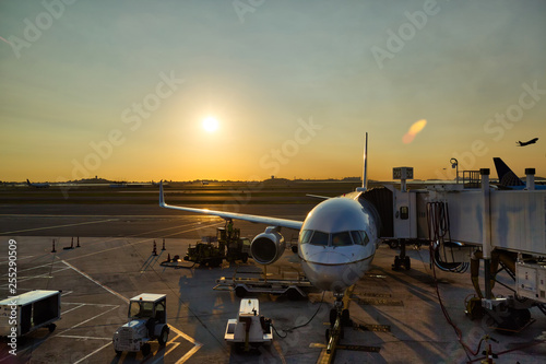 Boston, USA-March 13, 2018: Grounded Boing planes in the aftermath of a deadly prior crashes of Boing 737 and 738 max planes photo
