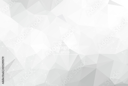 Abstract low poly Grey White technology vector background. Connection structure. Vector data science background. Polygonal vector background. Molecule And Communication Background.