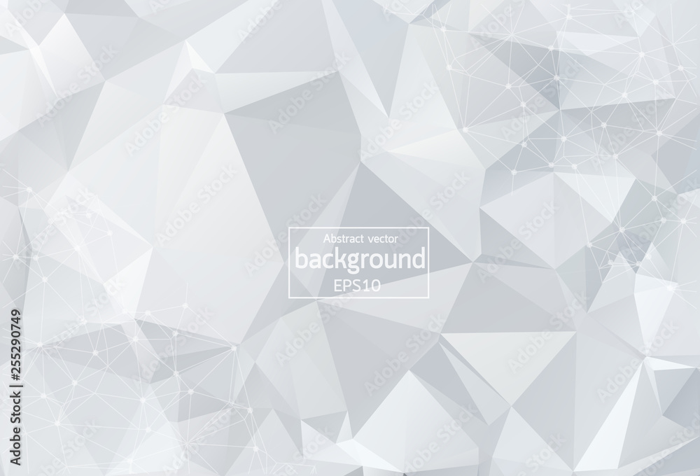 Abstract low poly Grey White technology vector background. Connection structure. Vector data science background. Polygonal vector background. Molecule And Communication Background. Abstract low poly Grey White technology vector background. Connection structure. Vector data science background. Polygonal vector background. Molecule And Communication Background.