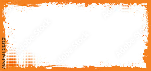 Horizontal vector Halloween banner background with grunge border
