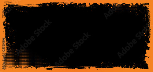 Horizontal vector Halloween banner background with grunge border