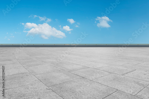 Empty square tiles and beautiful sky scenery