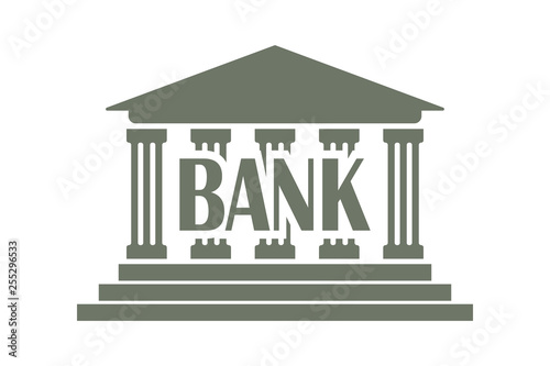 Bank icon. Flat sign, pictogram isolated on white. Court building symbol, logo illustration.