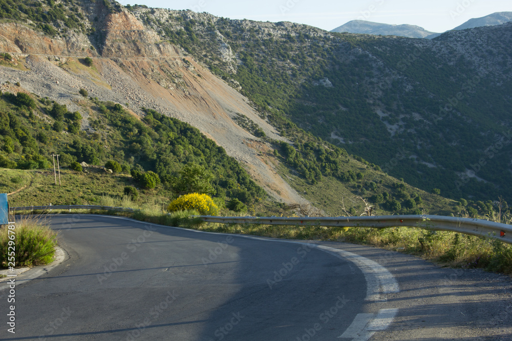 Turn of the mountain road, Crete, Greece Turn of the mountain road, Crete, Greece