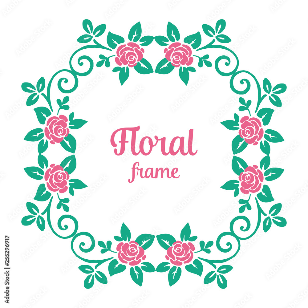 Vector illustration design artwork floral frame with tosca leaves