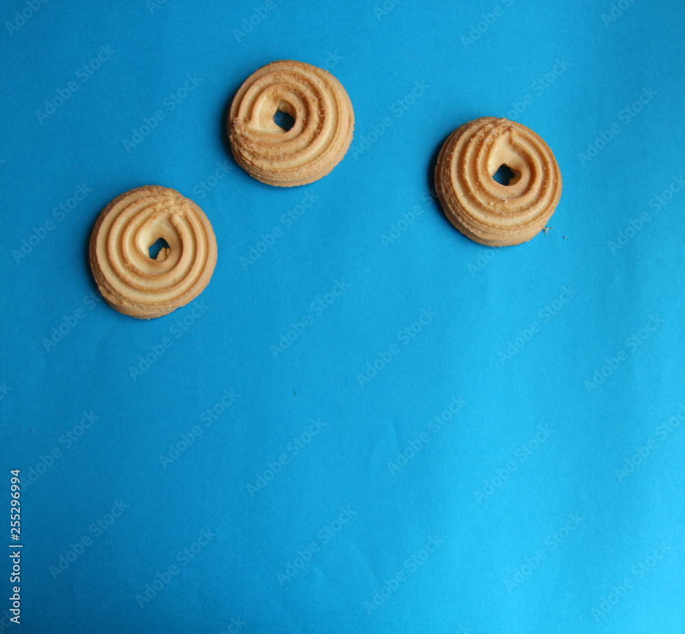 Cookie photo on blue background