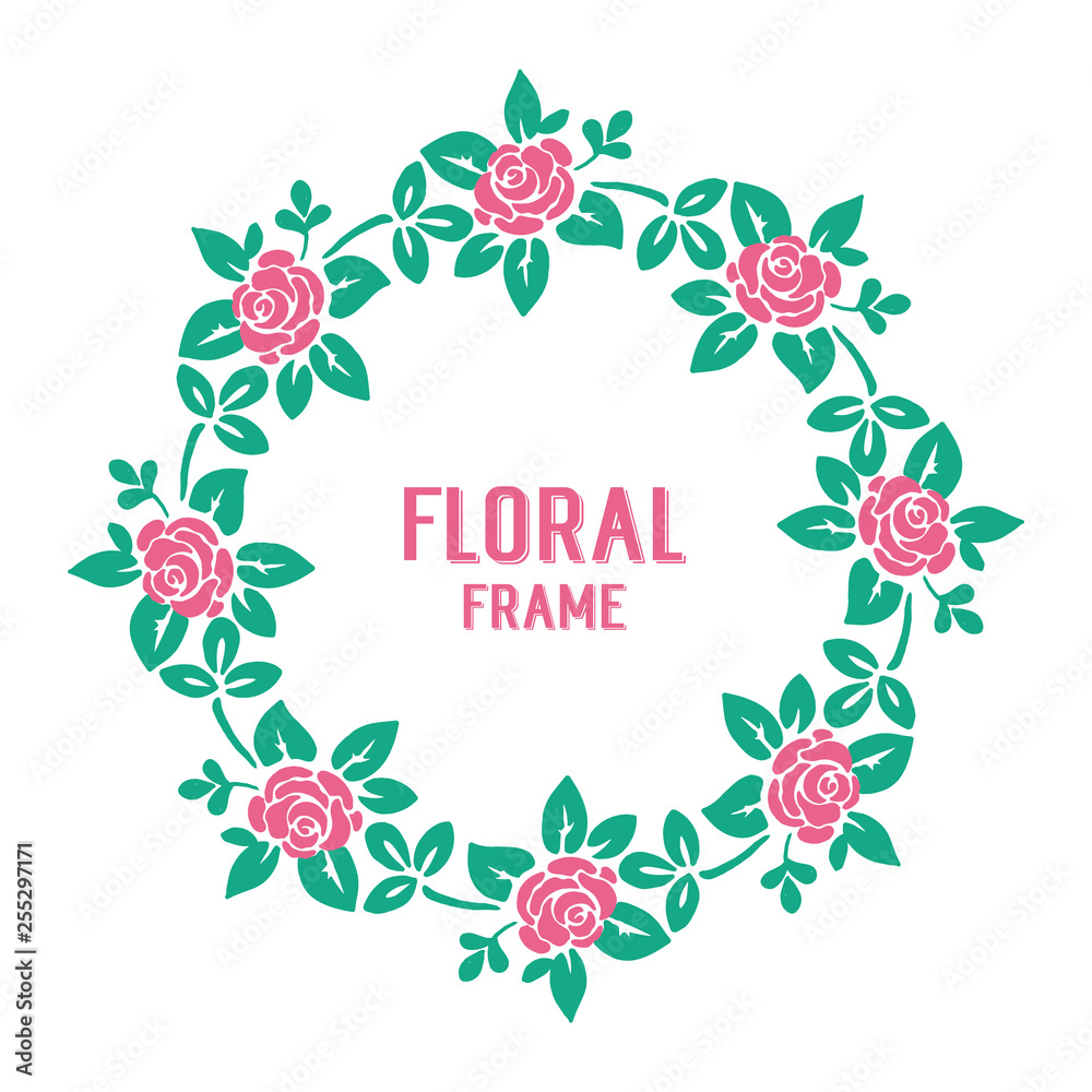 Vector illustration shape round frame floral leaf
