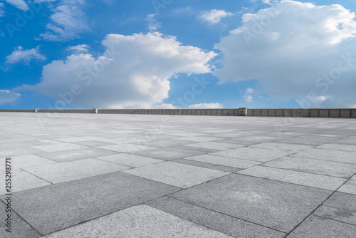 Empty square tiles and beautiful sky scenery