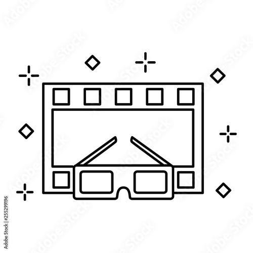 cinema glasses and movie tape isolated icon