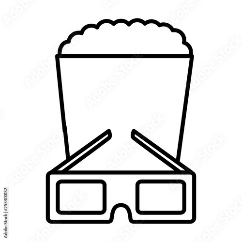 cinema glasses and popcorn isolated icon