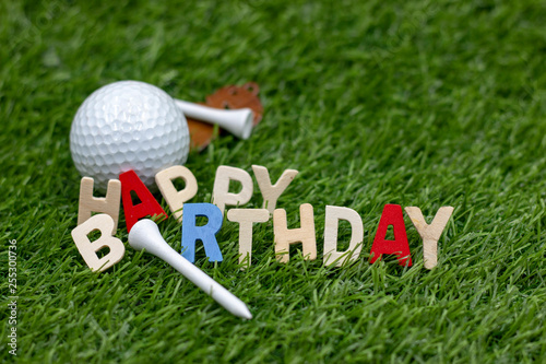 Happy birthday to golfer on green grass