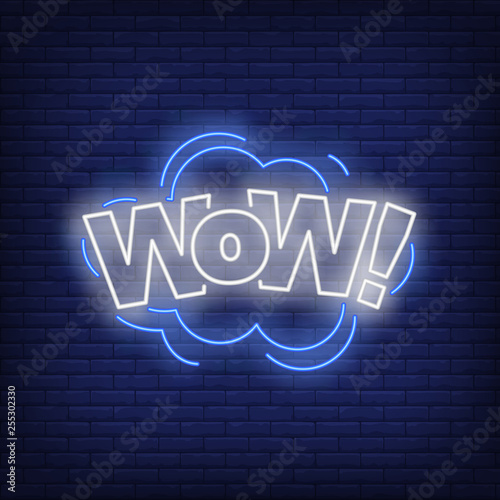 WOW lettering neon sign