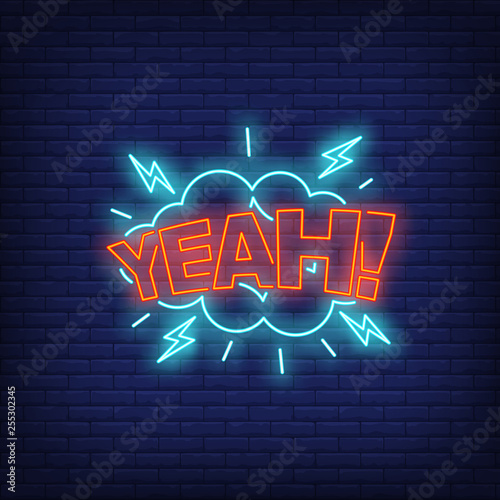 YEAH lettering neon sign