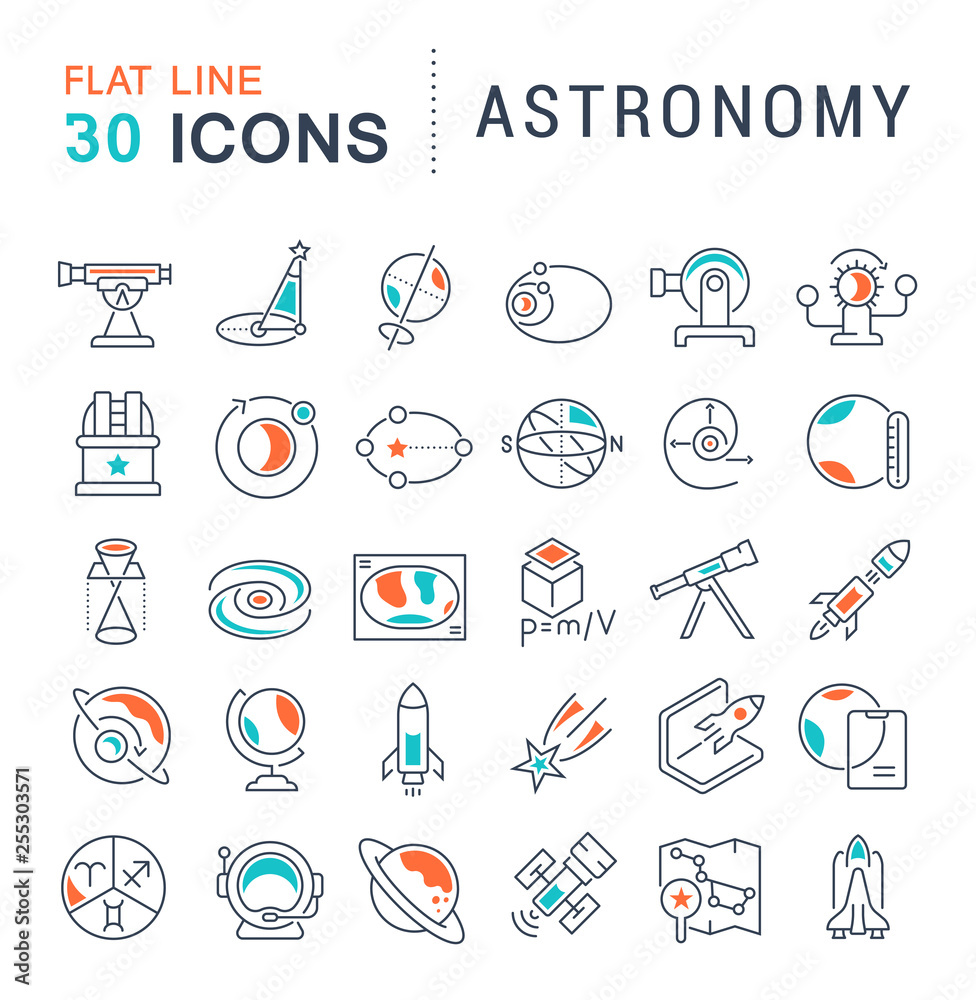 Set Vector Line Icons of Astronomy. Set Vector Line Icons of Astronomy.