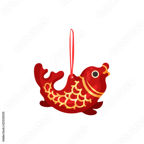 Red fish feng shui symbol. Vector illustration.