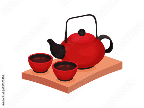 Tea ceremony chinese tradition. Vector flat illustration.