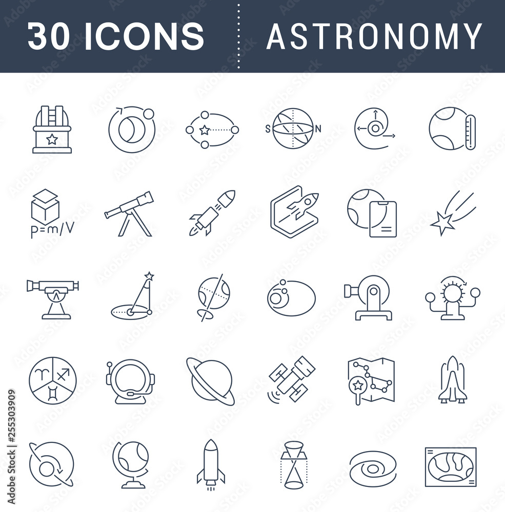 Set Vector Line Icons of Astronomy. Set Vector Line Icons of Astronomy.