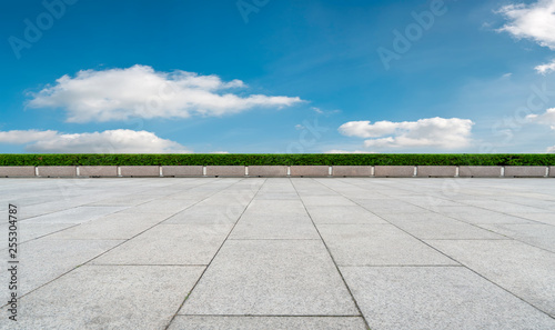 Fototapeta Naklejka Na Ścianę i Meble -  Empty square tiles and beautiful sky scenery