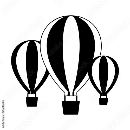 three hot air balloons