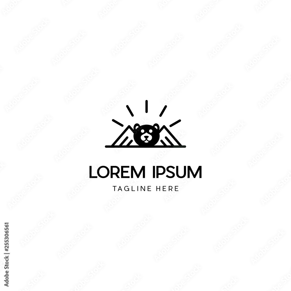 Fototapeta premium Bear With Mountain Peak Design Logo