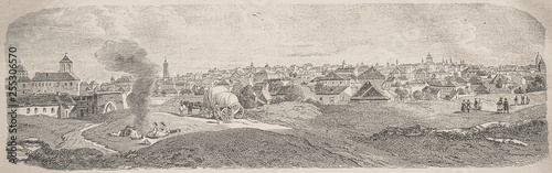 View of Bucharest - capital of Wallachia - Illustration from 1848