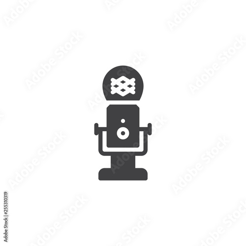 Radio microphone vector icon. filled flat sign for mobile concept and web design. Studio microphone glyph icon. Symbol, logo illustration. Pixel perfect vector graphics