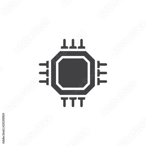 Computer chip microprocessor vector icon. filled flat sign for mobile concept and web design. CPU Microchip glyph icon. Symbol, logo illustration. Pixel perfect vector graphics