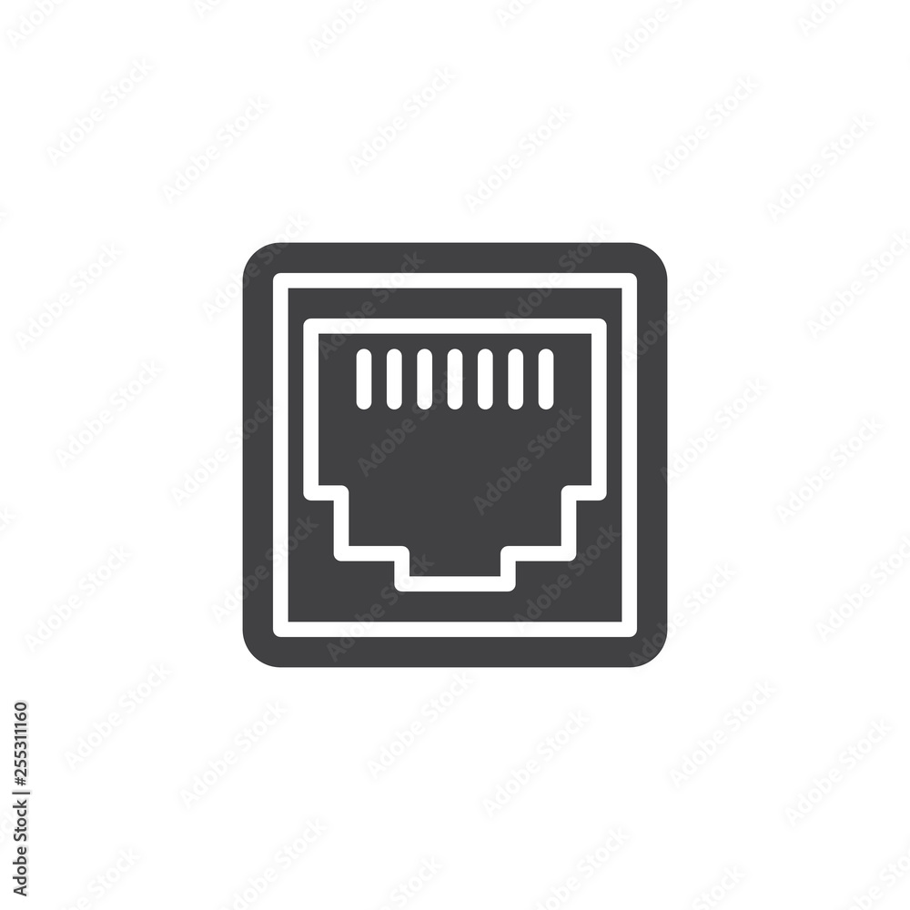Vecteur Stock LAN network port vector icon. filled flat sign for mobile  concept and web design. Ethernet port socket glyph icon. Symbol, logo  illustration. Pixel perfect vector graphics | Adobe Stock