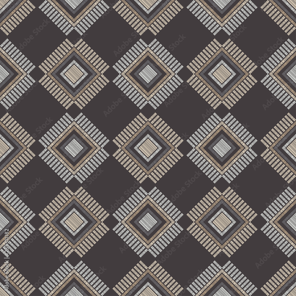 Naklejka premium Ethnic boho seamless pattern. Patchwork texture. Weaving. Traditional ornament. Tribal pattern. Folk motif. Can be used for wallpaper, textile, invitation card, wrapping, web page background.