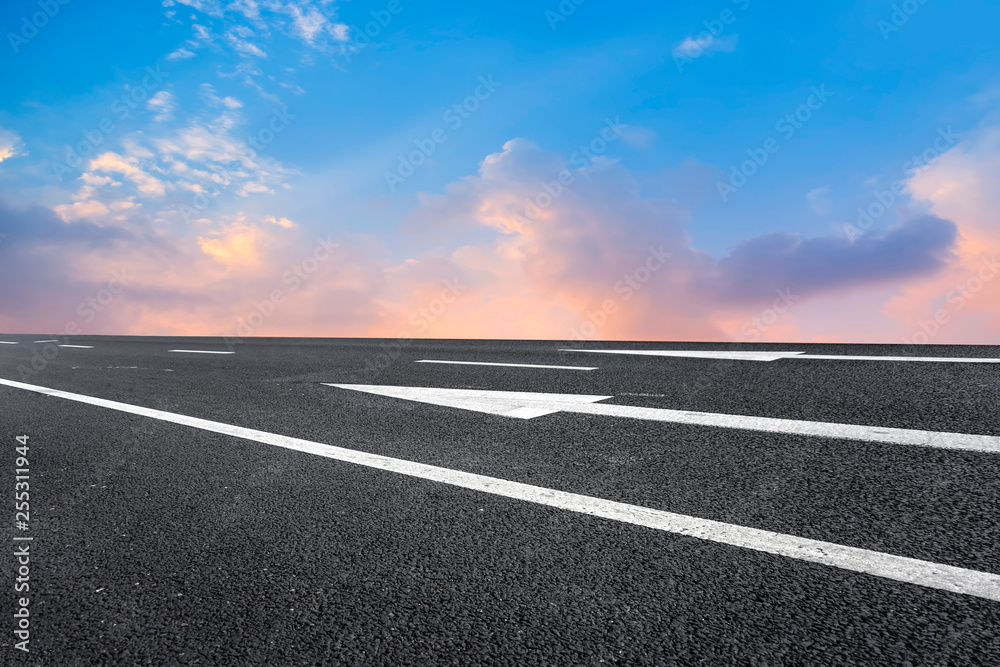 Fototapeta premium Road surface and sky cloud landscape..