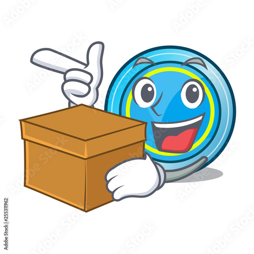 With box frisbee isolated with in the cartoon