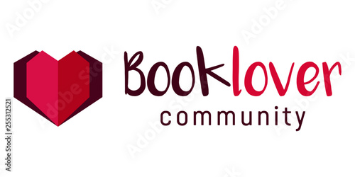 Book lover community logo concept with origami paper style