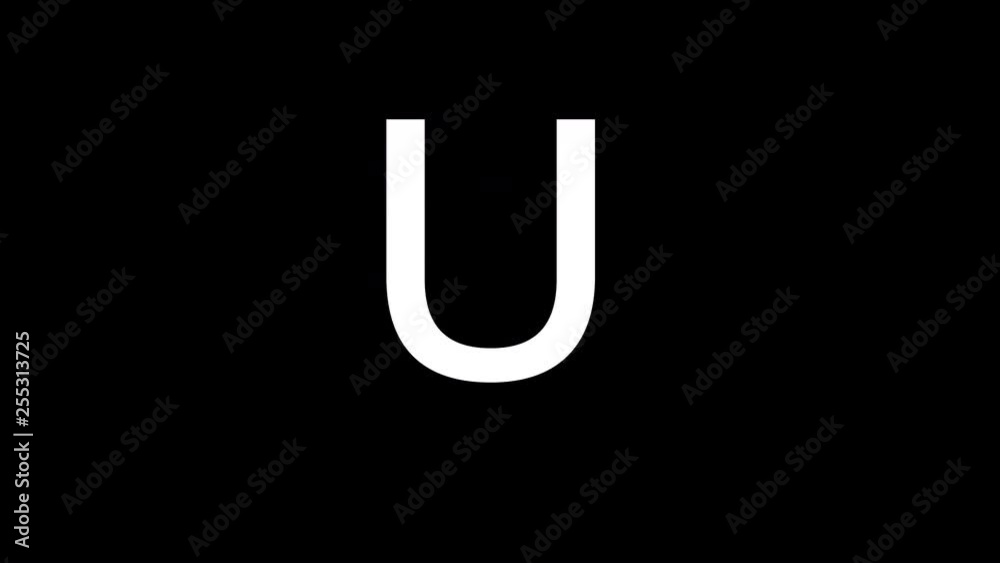 From the Glitch effect arises latin letter U. Then the TV turns off. Alpha channel Premultiplied - Matted with color black