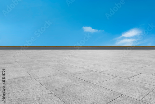 Empty square tiles and beautiful sky scenery