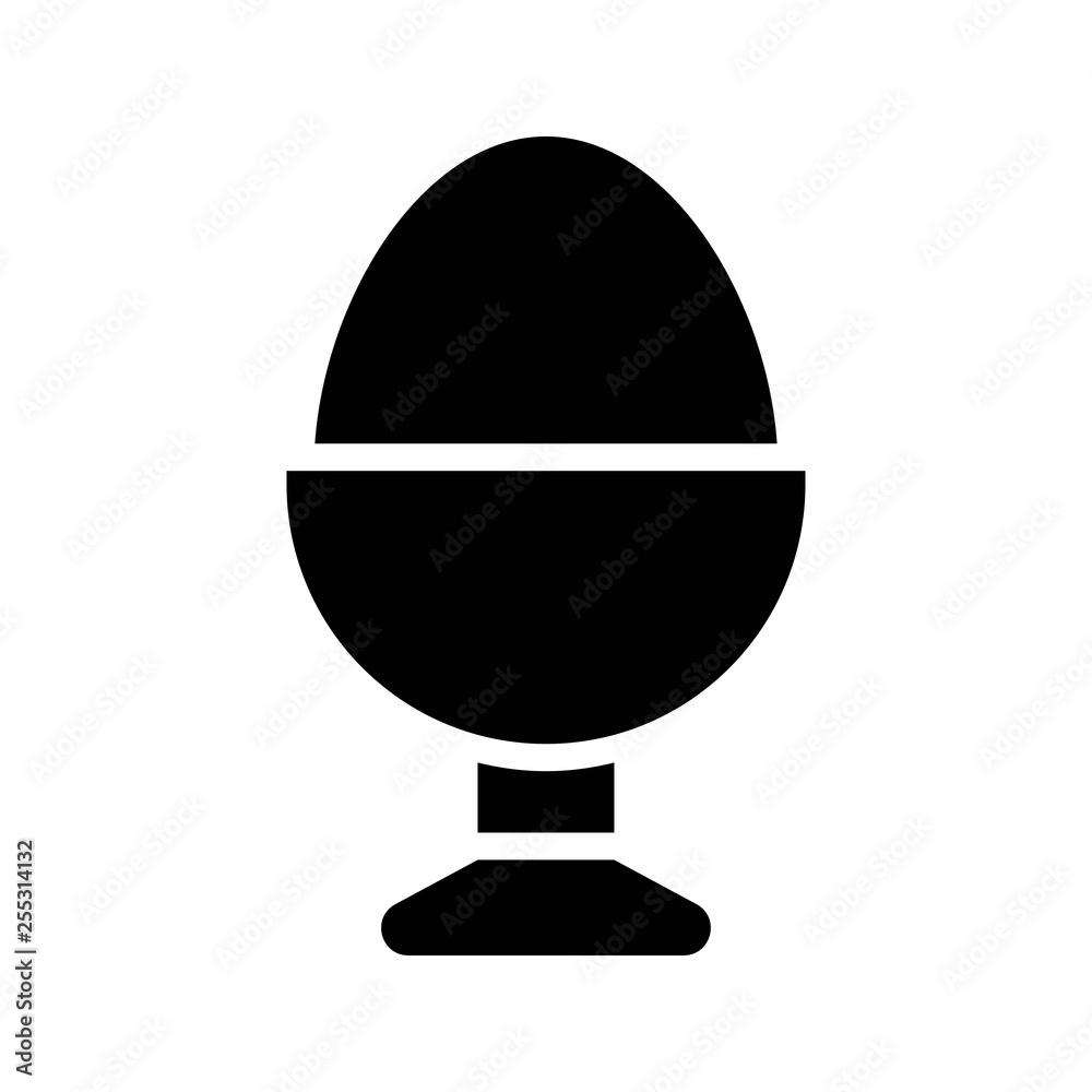 Boiled egg in egg cup vector, Isolated Easter solid style icon Boiled egg in egg cup vector, Isolated Easter solid style icon