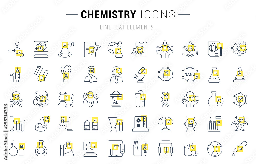 Set Vector Line Icons of Chemistry.