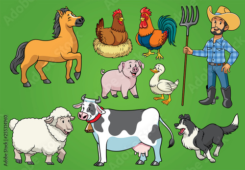 farmer and animals set