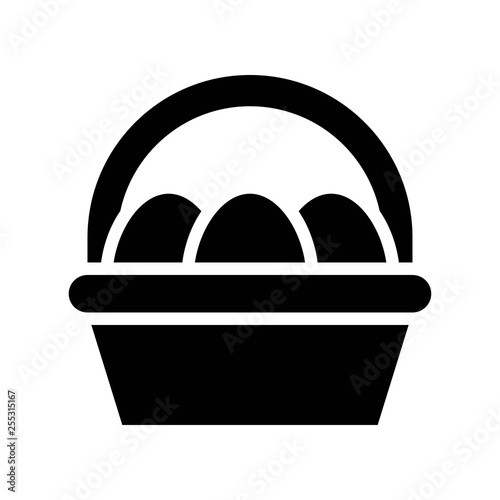 Easter egg basket vector, Isolated Easter solid style icon