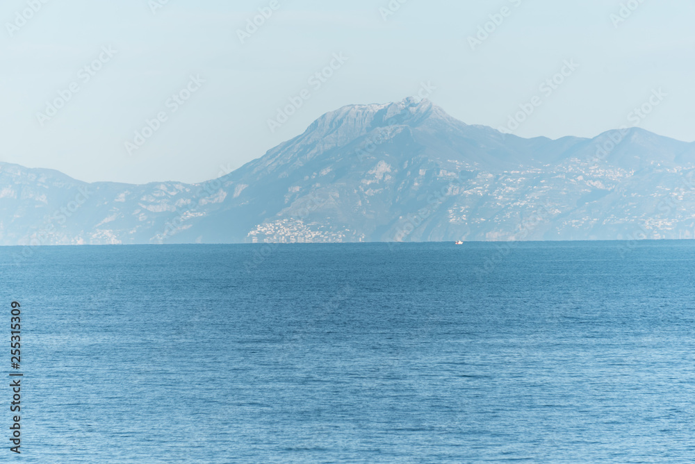 Snow Capped Mountains Along the Southern Italian Coast