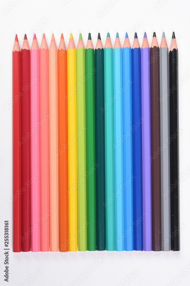 colored pencils on a white background colored pencils on a white background