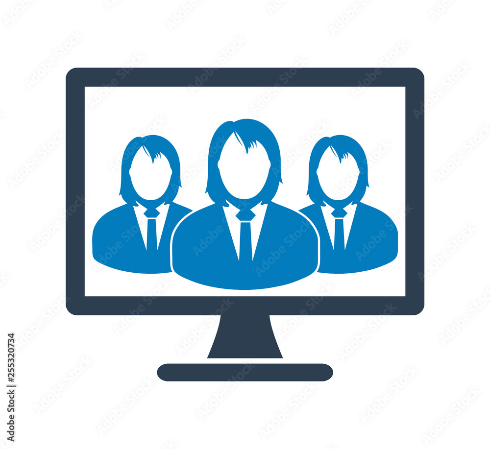 Female Online Business group icon. Flat style vector EPS. Female Online Business group icon. Flat style vector EPS.